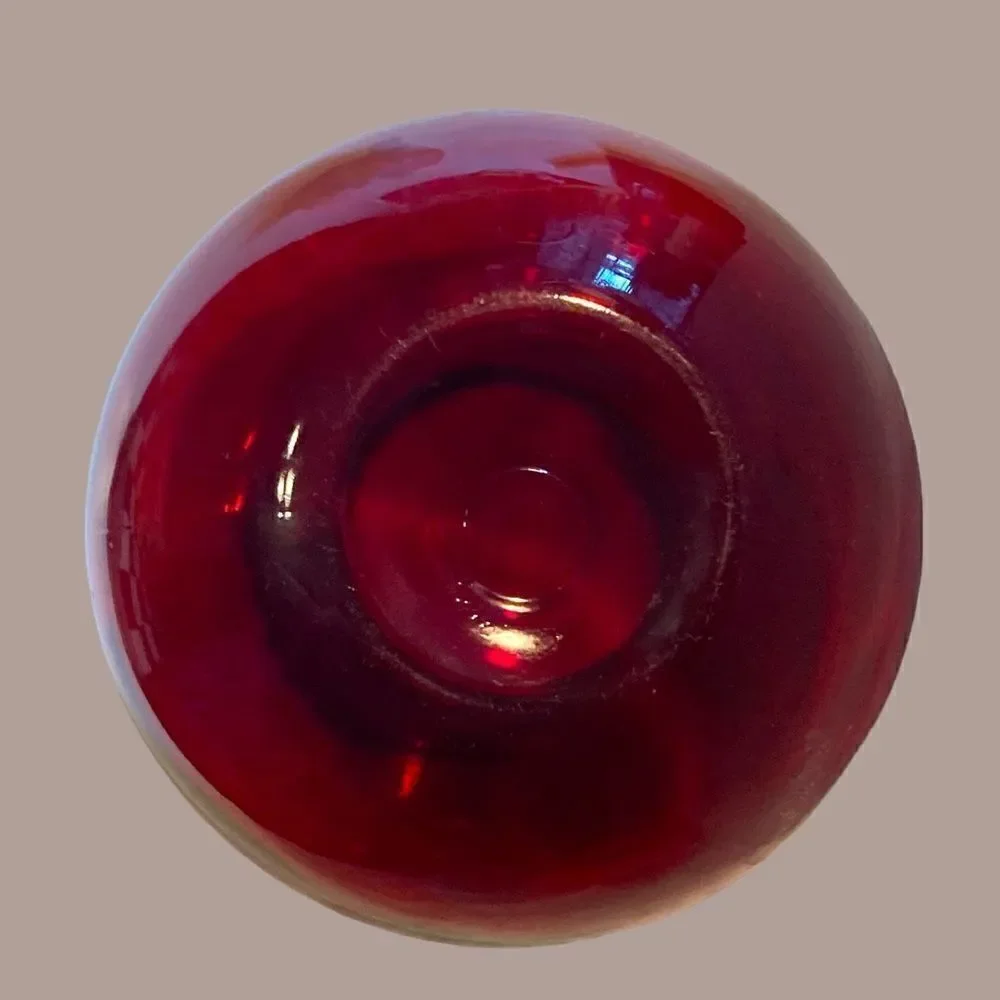 Vintage Anchor Hocking Depression Ruby Red Round Vase